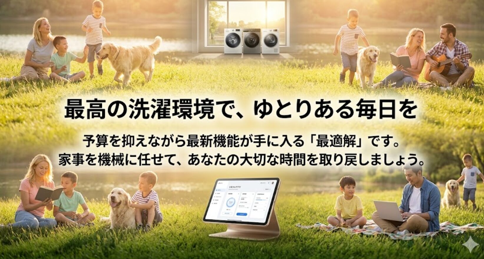 最高の洗濯環境で大切な時間を取り戻すことを提案する記事の総括スライド