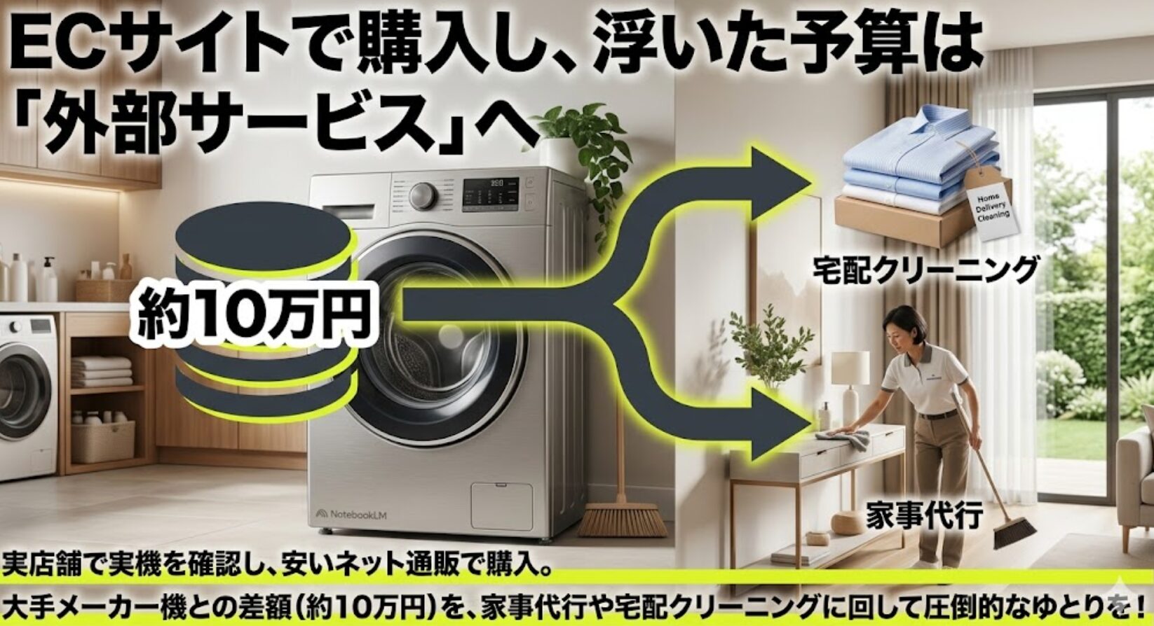 大手メーカー機との差額約10万円を家事代行や宅配クリーニングに回してゆとりを生み出す方法