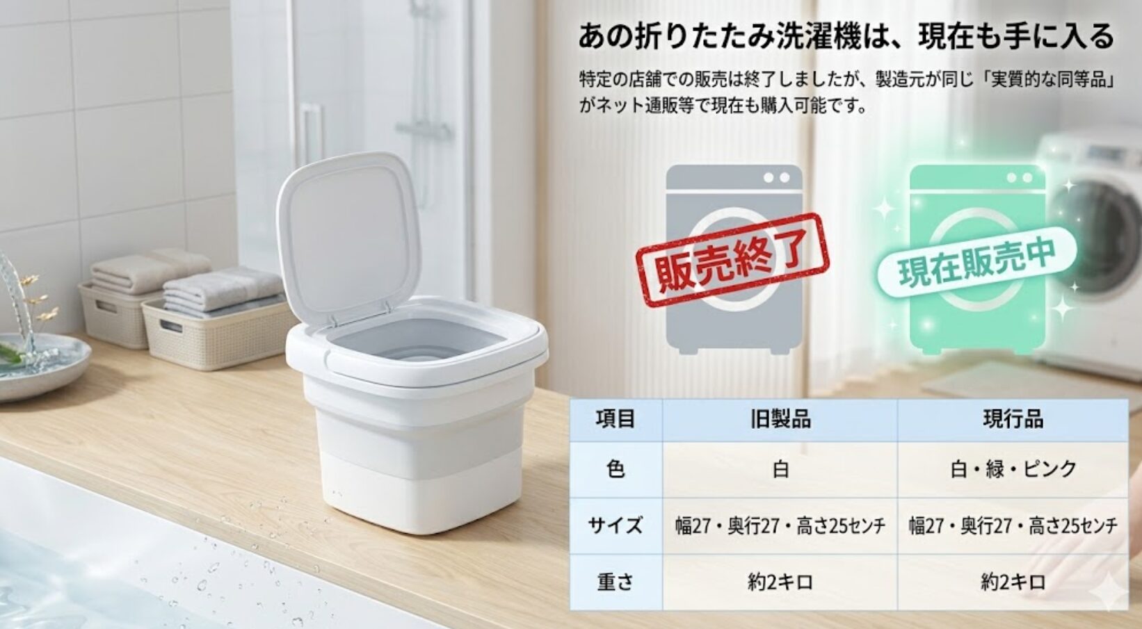 ニトリの旧製品とドウシシャの現行モデルのサイズや重量がほぼ同一であることを示す比較表です。