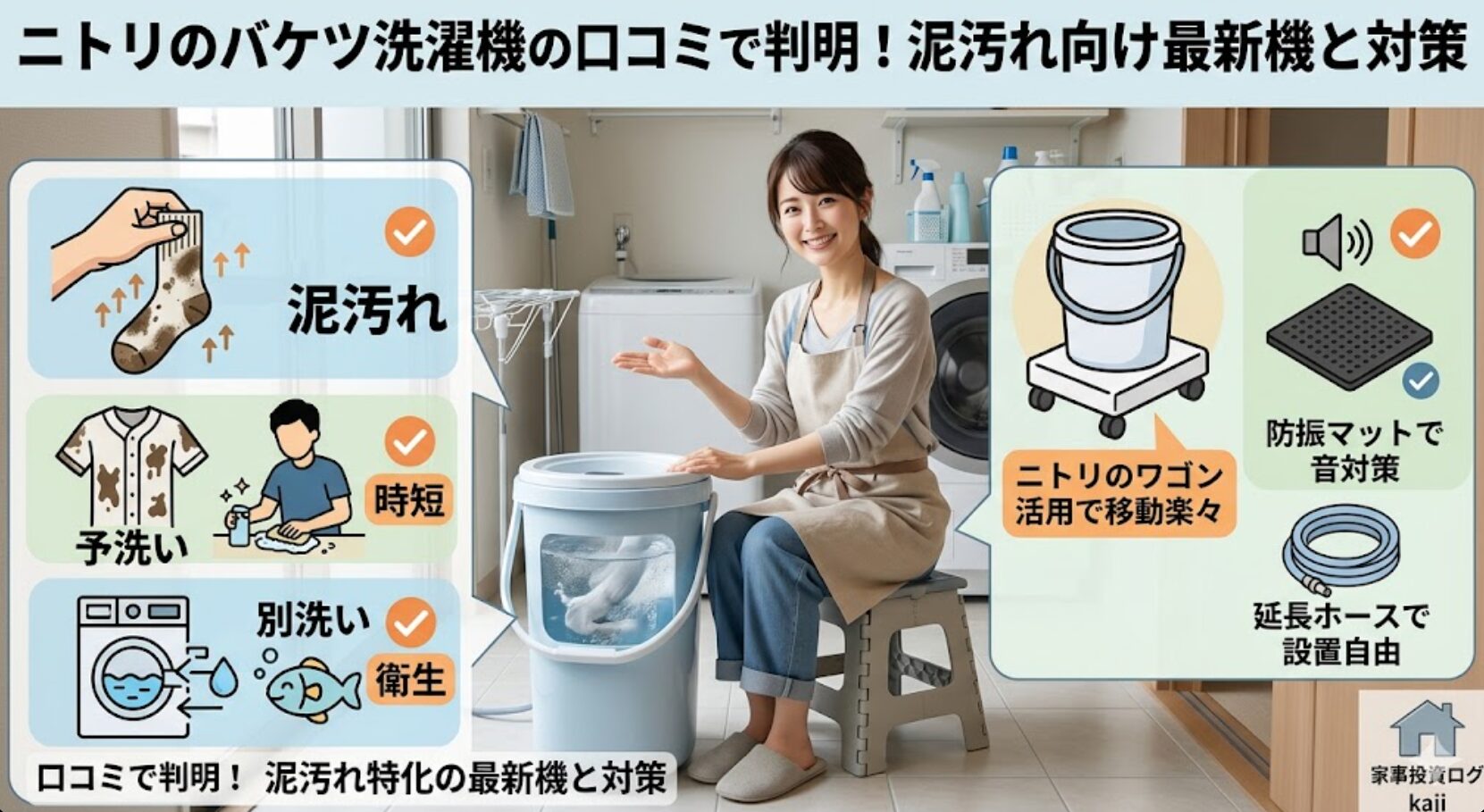 ニトリバケツ洗濯機の泥汚れ対策と最新機の活用例