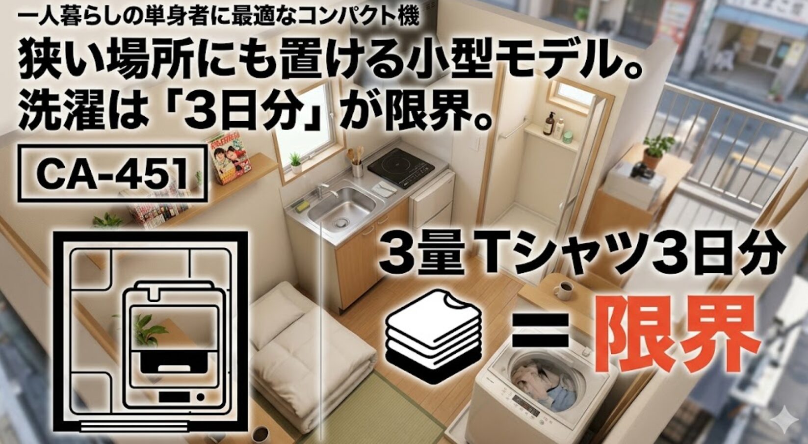 計量の手間を省きストレスをなくす洗剤自動投入機能のメリットを伝える内容といたします。