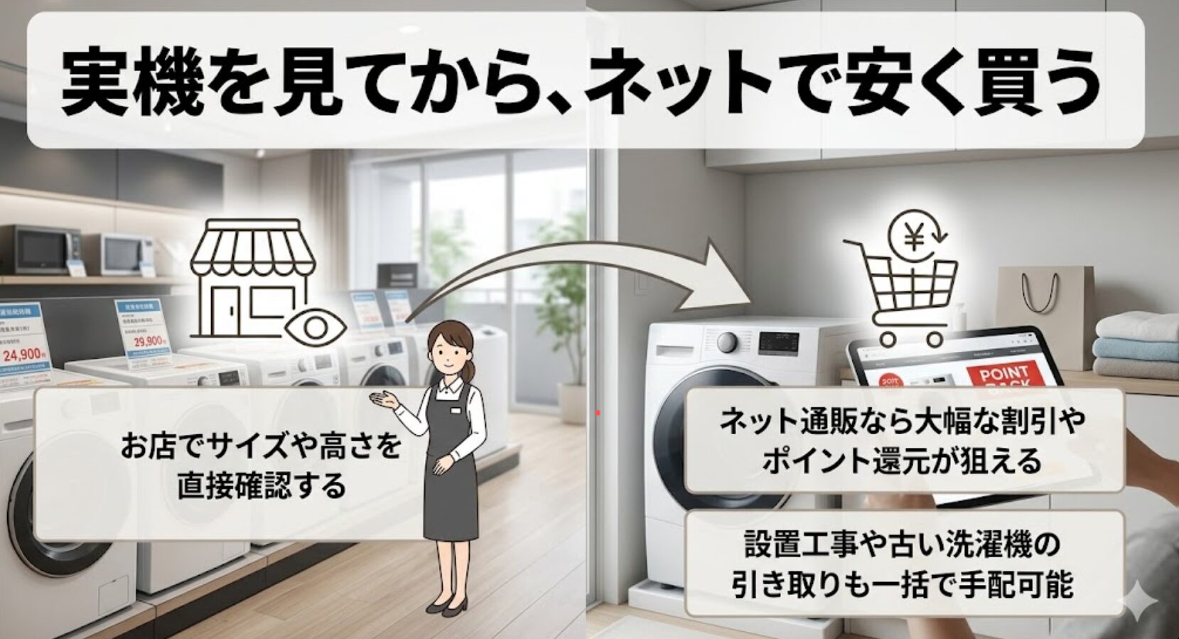 お店でサイズや高さを確認しネット通販で大幅な割引やポイント還元を狙う手順の画像